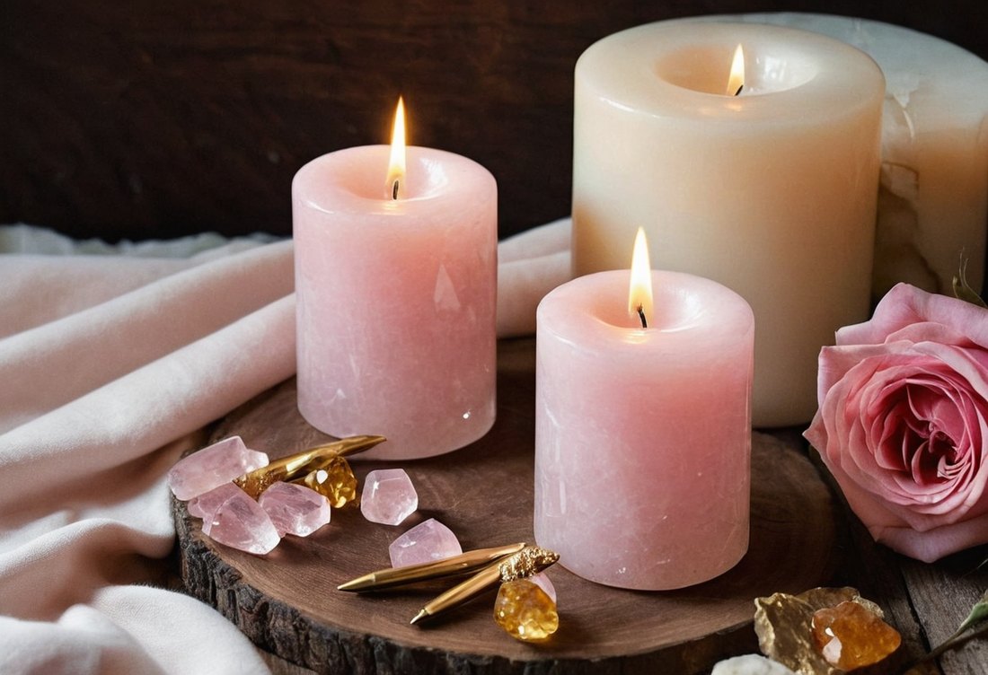 Healing crystals and candlelight